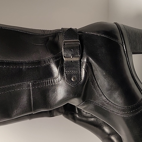 Clarks Bendables Boots Knee High Riding Equestrian Black Leather Pull-On 8.5 - Picture 9 of 16